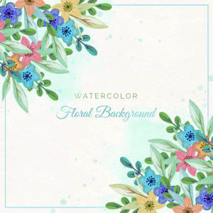 鲜花水彩背景图案 Colorful flowers background in watercolor style