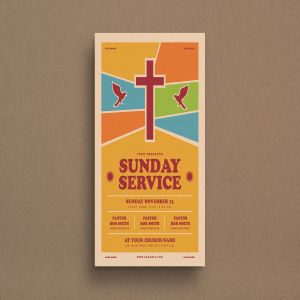 教堂礼拜日宣传海报设计模板 Sunday Service Event Flyer