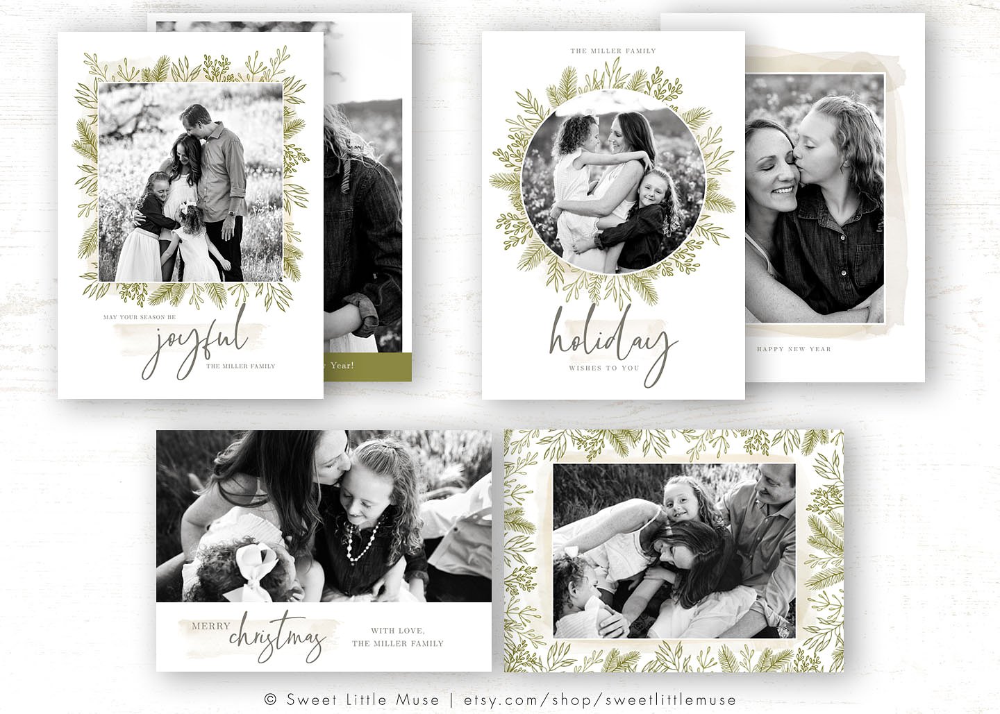 干净利落的圣诞贺卡模板包  Christmas Card Template Bundle