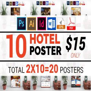 10款酒店宣传海报模板合辑下载 10 Hotel Poster Bundle [ai,psd,indd]