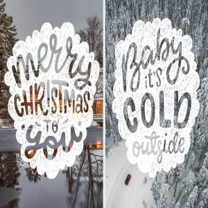 50个不同的手绘矢量剪贴画元素圣诞森林集合