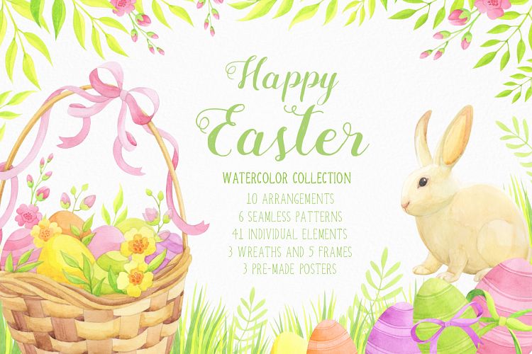 快乐童话卡通手绘水彩剪贴画集合