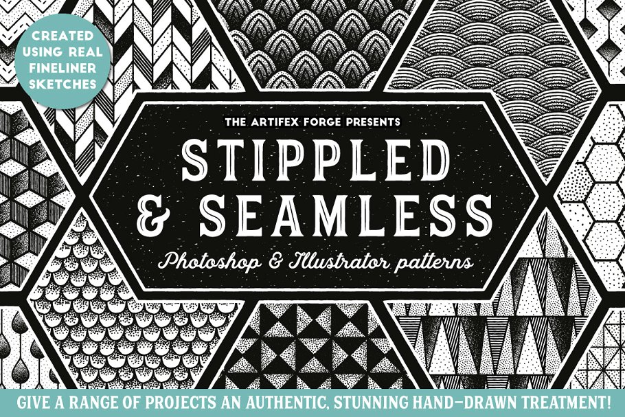 重复手绘图案无缝纹理合集 Stippled & Seamless – Patterns