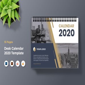 2020年企业定制活页日历设计模板 Corporate Calendar 2020插图1