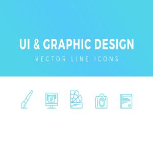 设计相关简洁线框图标 UI & Graphic Design Line Icons