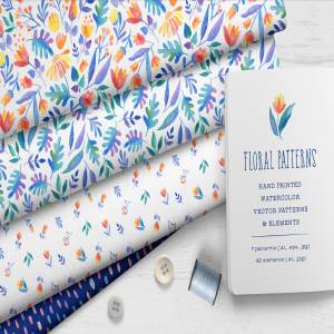 小清新淡雅水彩花卉图案 Watercolor Floral Patterns