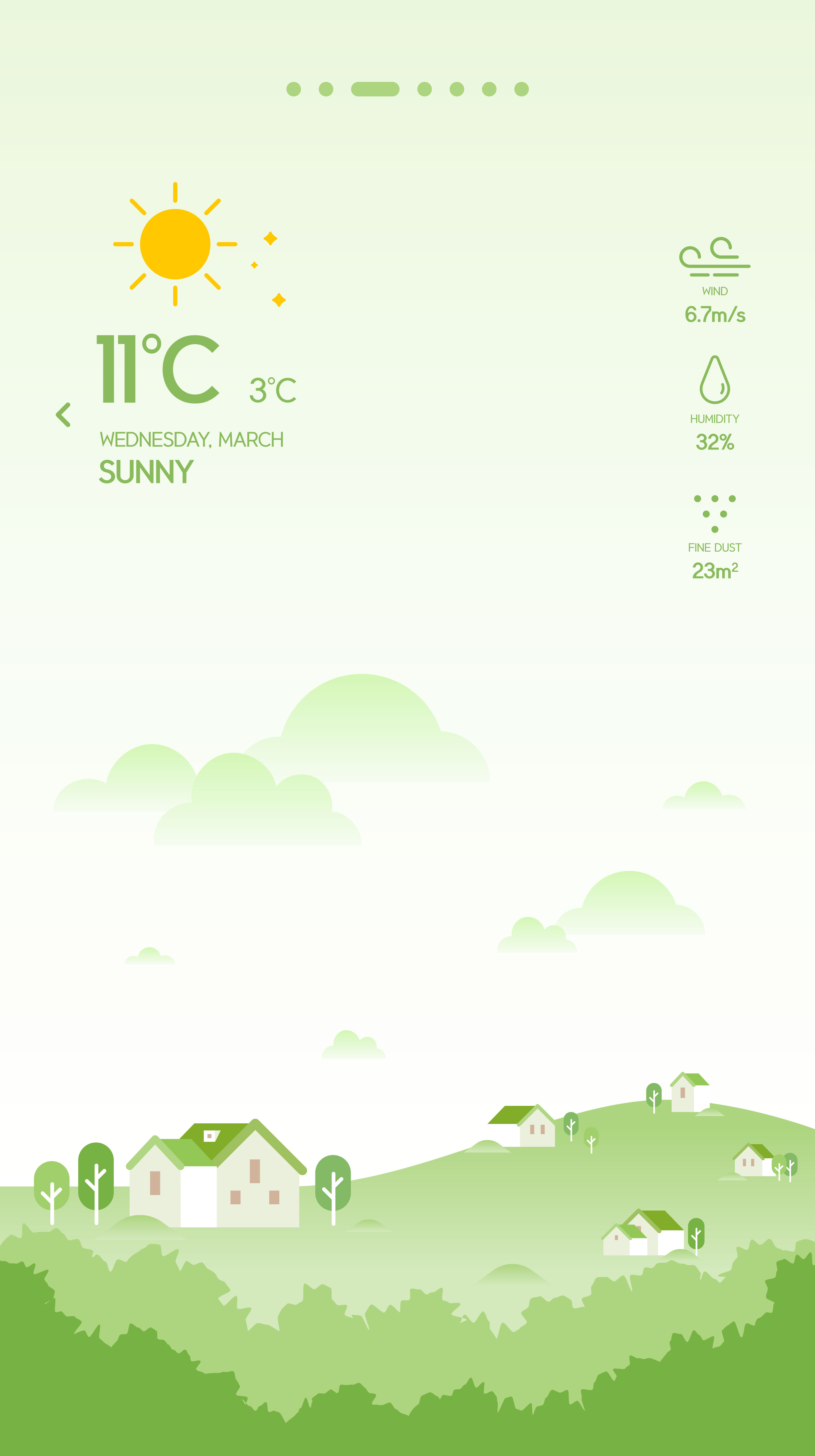 清新背景天气APP应用UI界面设计素材