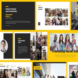 学校年鉴学校宣传PPT幻灯片演示模板 School Yearbook Powerpoint Presentation