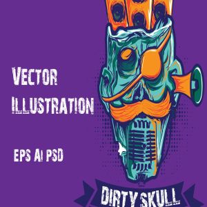 脏骷髅矢量插画 Dirty Skull Illustration Vector