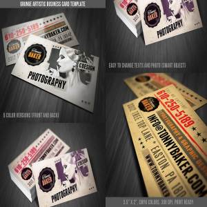 特色垃圾摇滚风格名片模板 Grunge Business Card Template 01