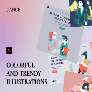 一流设计素材网下午茶：有创意的舞蹈跳舞主题插画素材下载[Sketch,Ai,XD]插图1