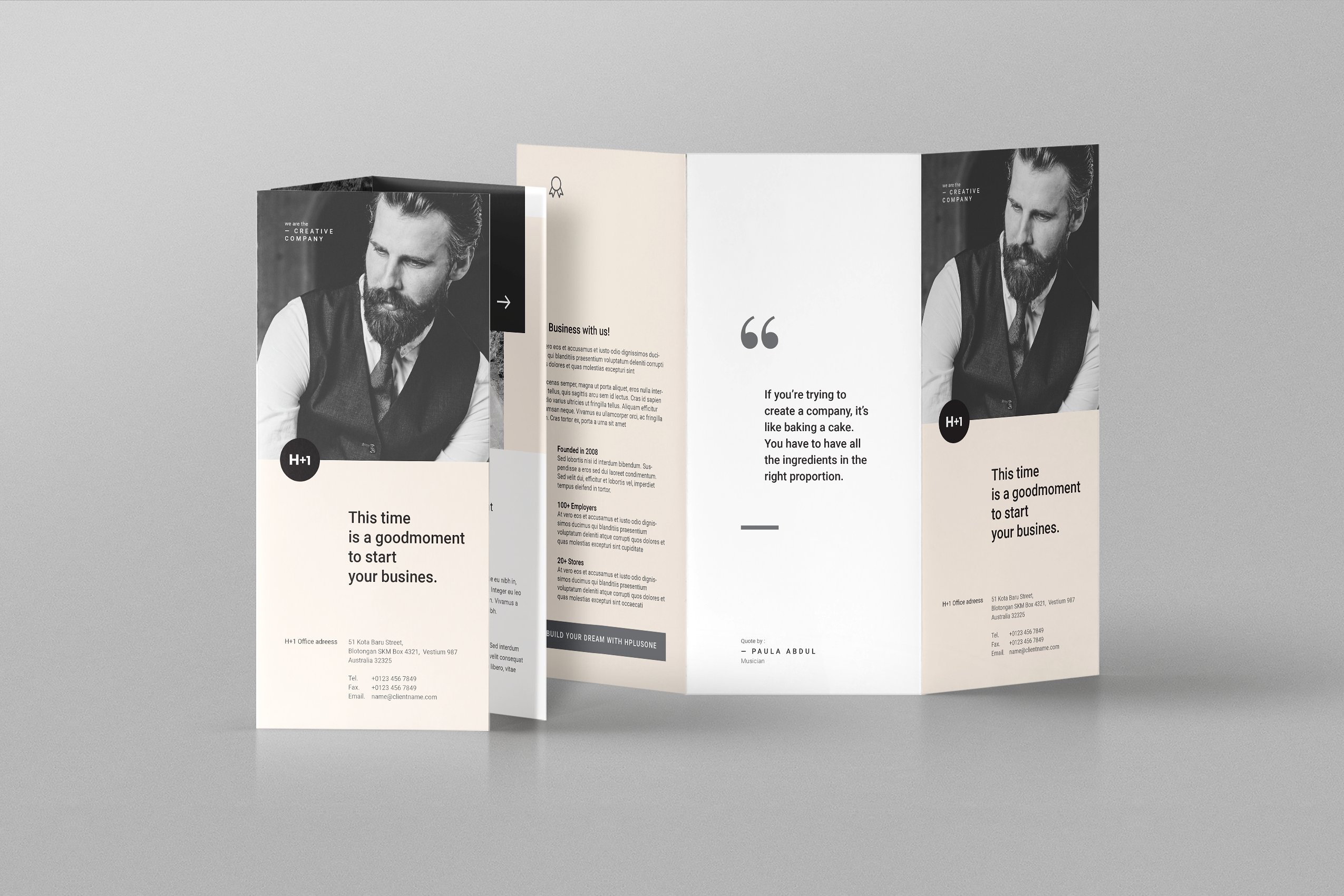 创意和干净的商业三栏式小册子