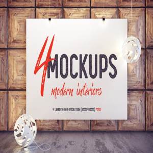 时尚室内场景样机模板 Trendy interiors scenes