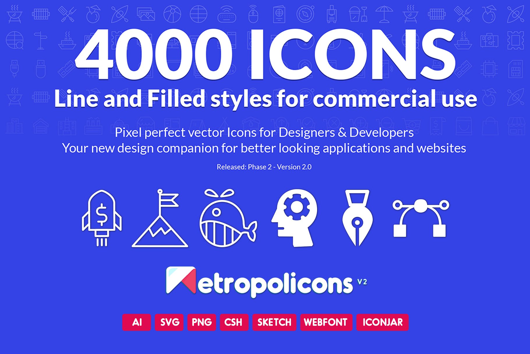 4000枚线条和填充矢量图标 4000 Line and Filled Icons Bundle