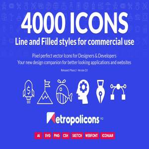 4000枚线条和填充矢量图标 4000 Line and Filled Icons Bundle