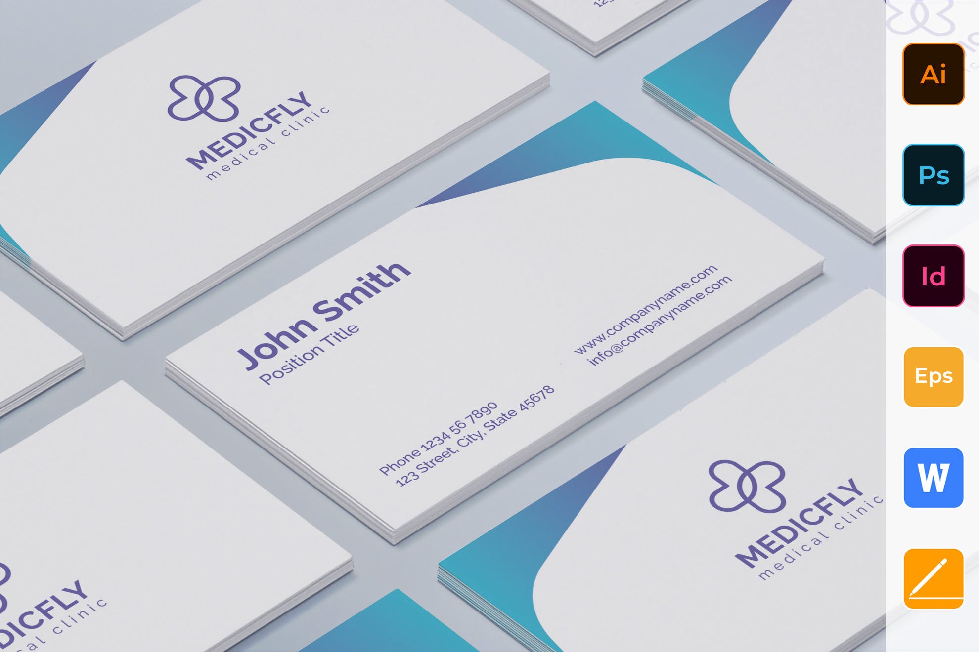 私人诊所/医院名片设计模板 Medical Clinic Business Card