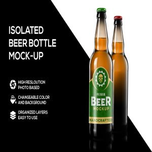 创意啤酒瓶外观设计预览样机模板 Beer bottle mockup