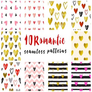浪漫主题无缝图案设计素材 Romantic Seamless Patterns