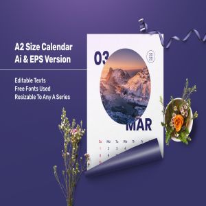 2020年风景日历年历设计模板 Calendar插图4