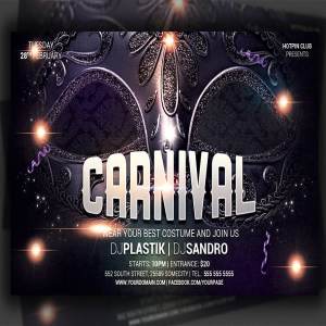 嘉年华|狂欢节派对传单模板 Carnival and Mardi Gras Party Flyer