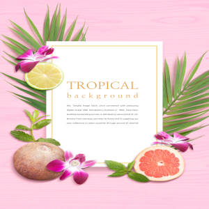 热带水果花卉主题背景图片设计素材