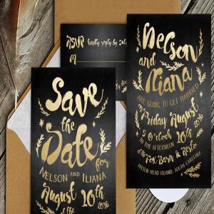 黑金嬉皮士婚礼设计套装 Black & Gold Hipster Wedding Suite