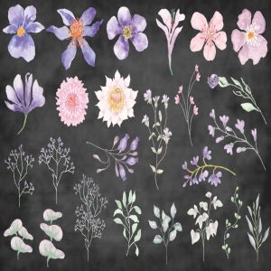紫色梦幻水彩花卉图案设计素材包 Purple Dreams Watercolor Design Set插图11
