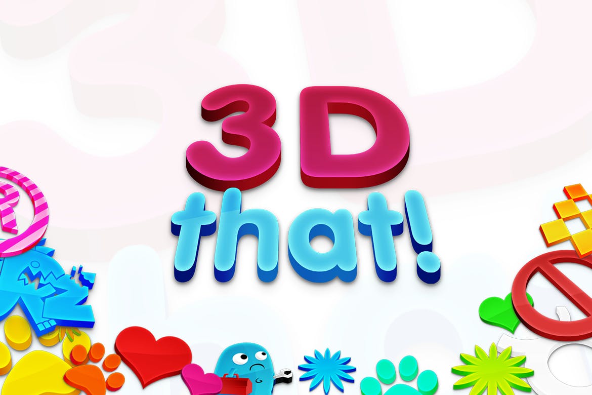 一键添加可爱3D立体效果的photoshop动作图层样式