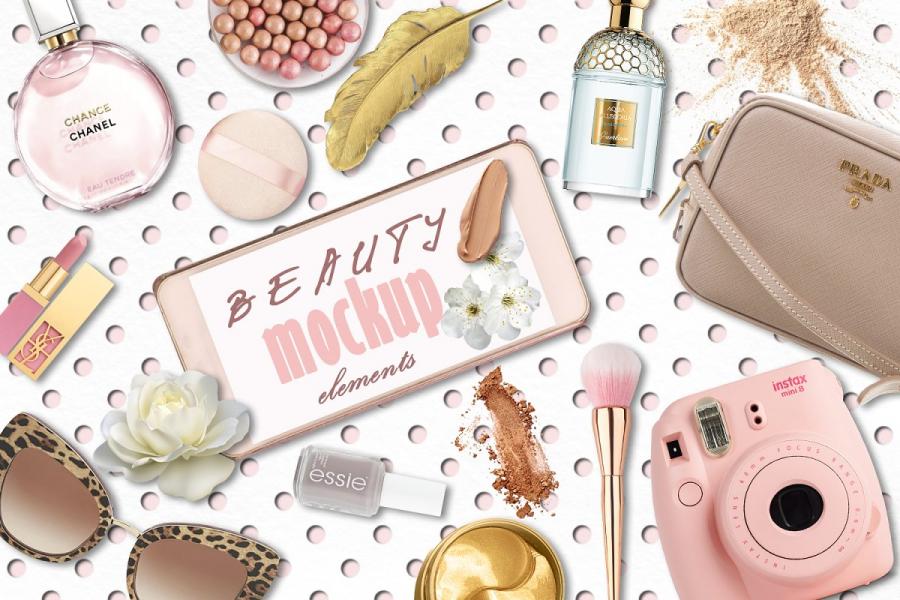 化妆品配件样机元素&背景