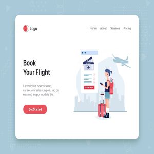 机票航班预订主题网站首页设计概念插画 Modern flat design concept of Book your flight