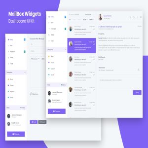 电子邮件Web客户端UI界面设计套件 MailBox Widgets Dashboard UI Kit