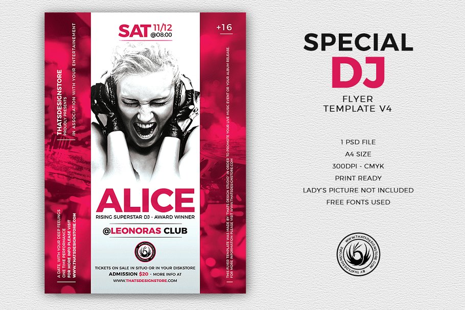 独特的DJ音乐节活动海报宣传PSD模板V4 Special Dj Flyer PSD V4