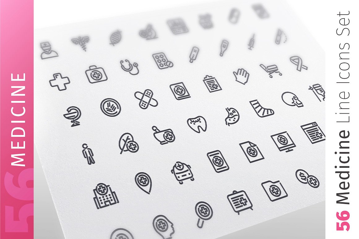 56款医疗行业线形矢量图标下载[ai,eps,png,svg,jpg]