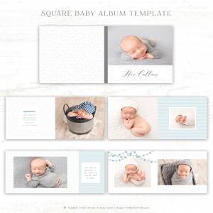 初生婴儿艺术照相册模板 Baby Boy Album Template
