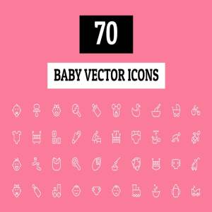 70枚婴儿育儿主题矢量图标 70 Baby Vector Icons