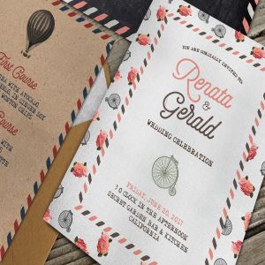 复古旅行婚礼请柬邀请函套装模板 Vintage Travel Wedding Suite