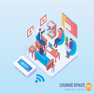 VIP休息室空间场景2.5D矢量等距概念插画 Isometric Lounge Space Vector Concept