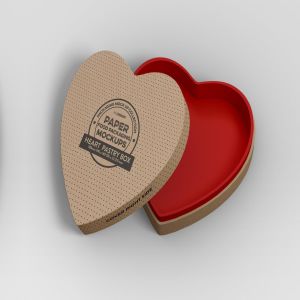 心形礼品纸盒外观包装设计样机 Paper Heart Box Packaging Mockup
