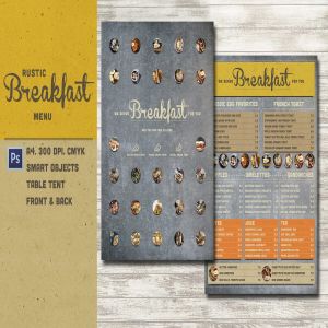 西式早餐菜单PSD模板 Rustic Breakfast Menu