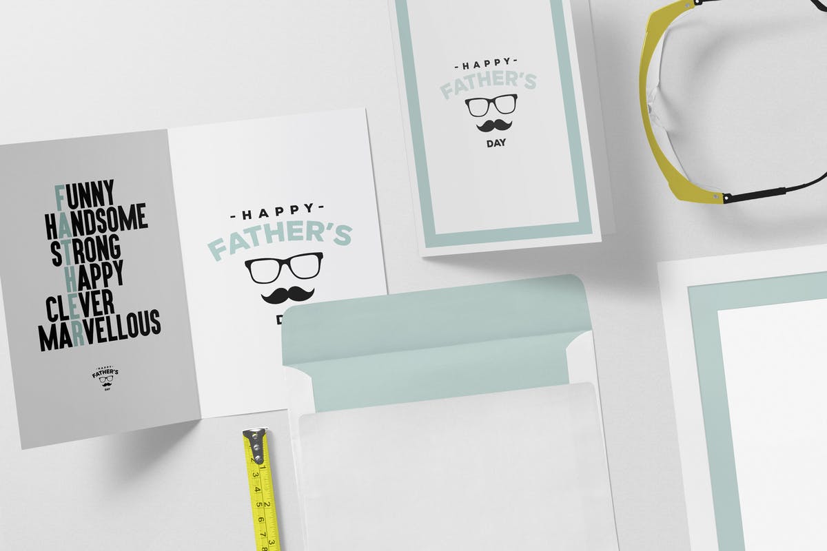 极简主义的贺卡/请帖/信封样机套装 Greeting Card Mockup Scenes