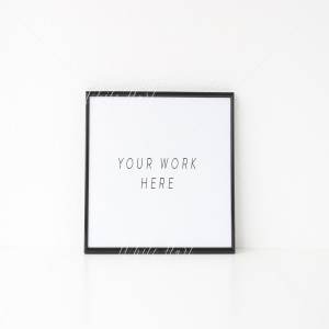 艺术画作横向黑色A4画框展示样机模型 Landscape black A4 frame mock up