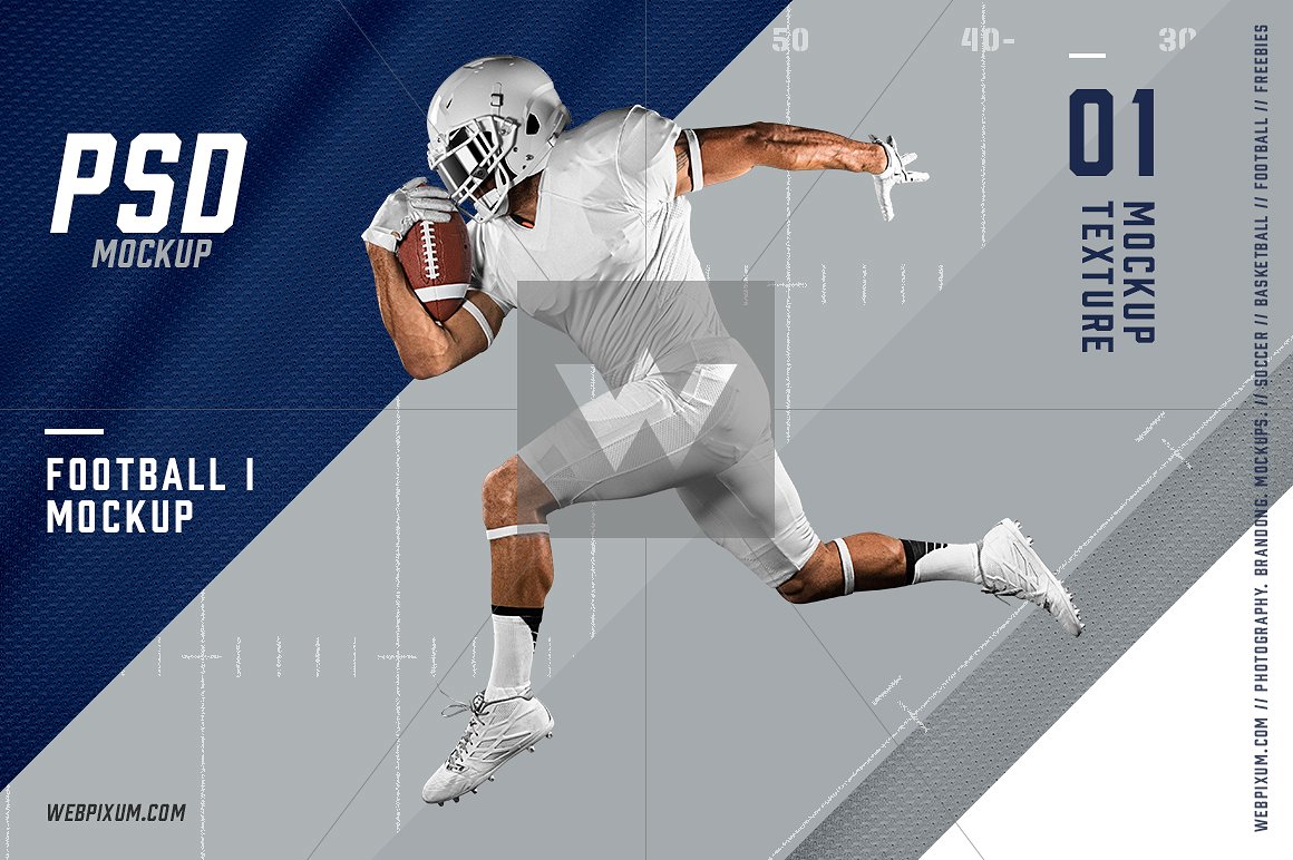 高品质的橄榄球装备展示样机 Football I Mockup Template [psd]