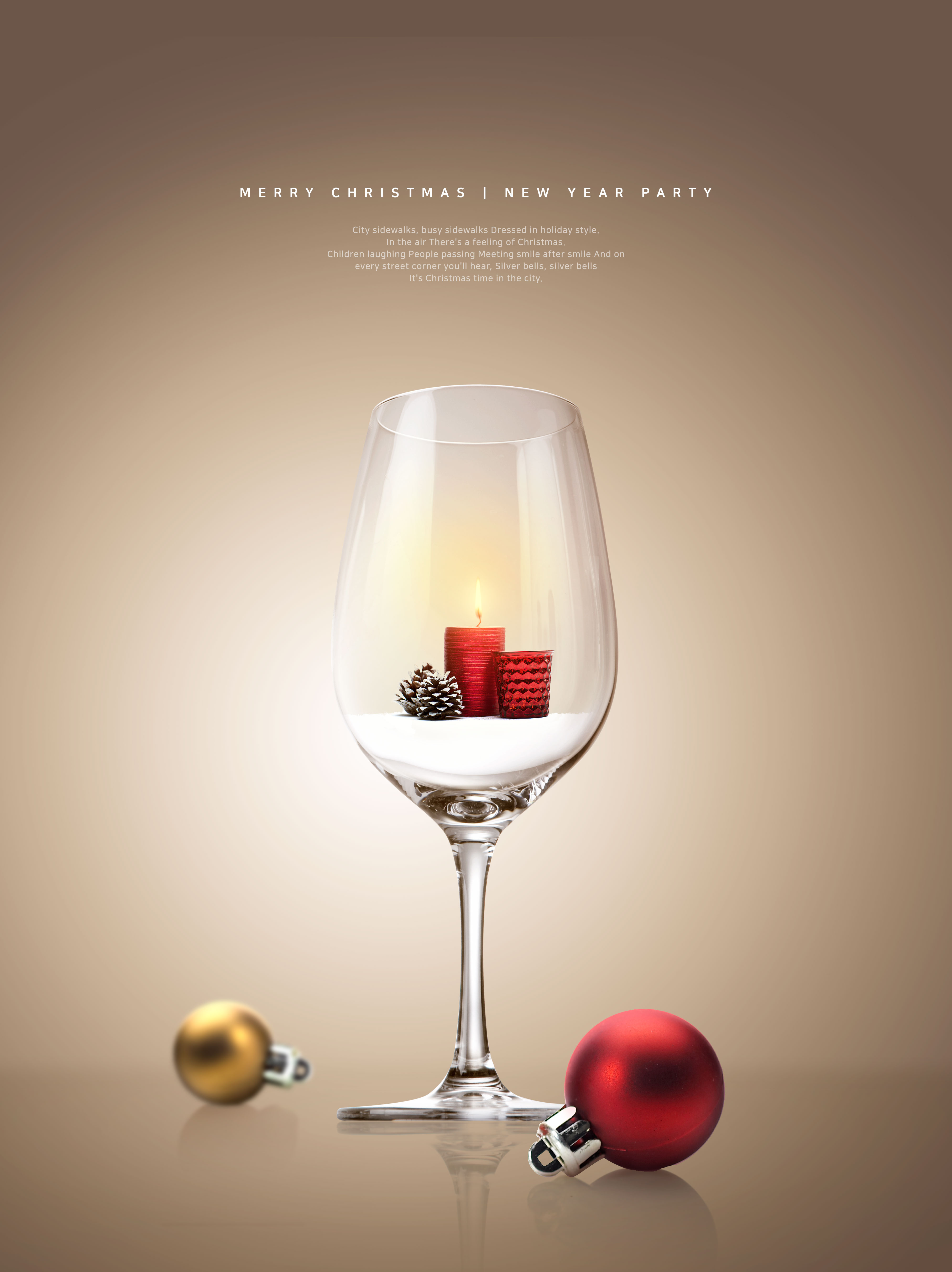 红酒杯圣诞节活动邀请海报设计模板