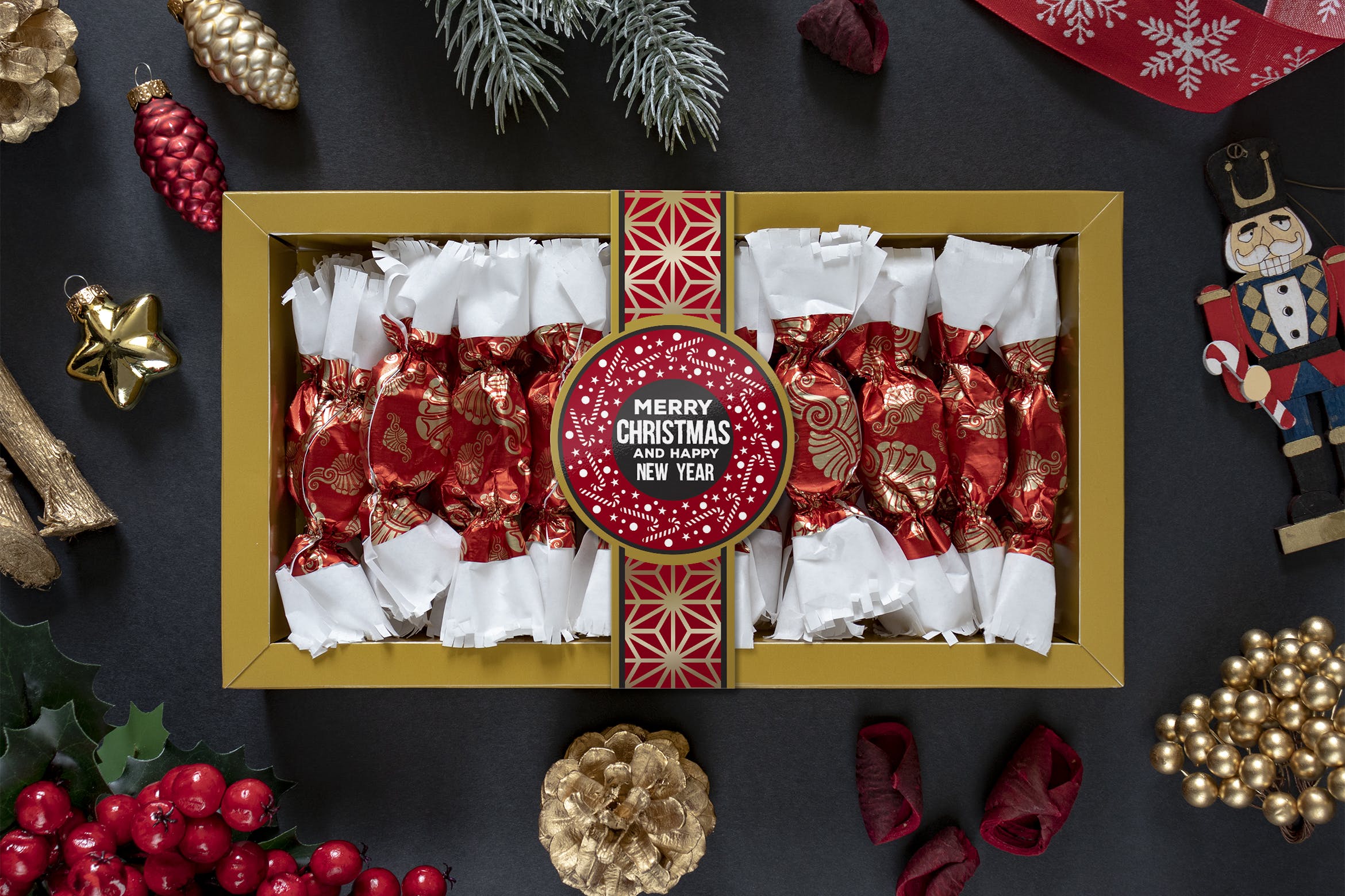 圣诞节主题糖果包装样机模板 Christmas sweets mockup