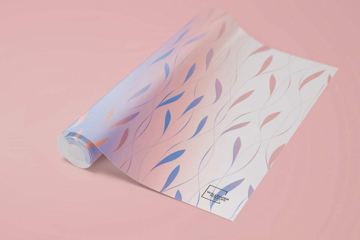 墙纸设计卷轴PSD样机1 Wallpaper Rolled PSD Mockups 01