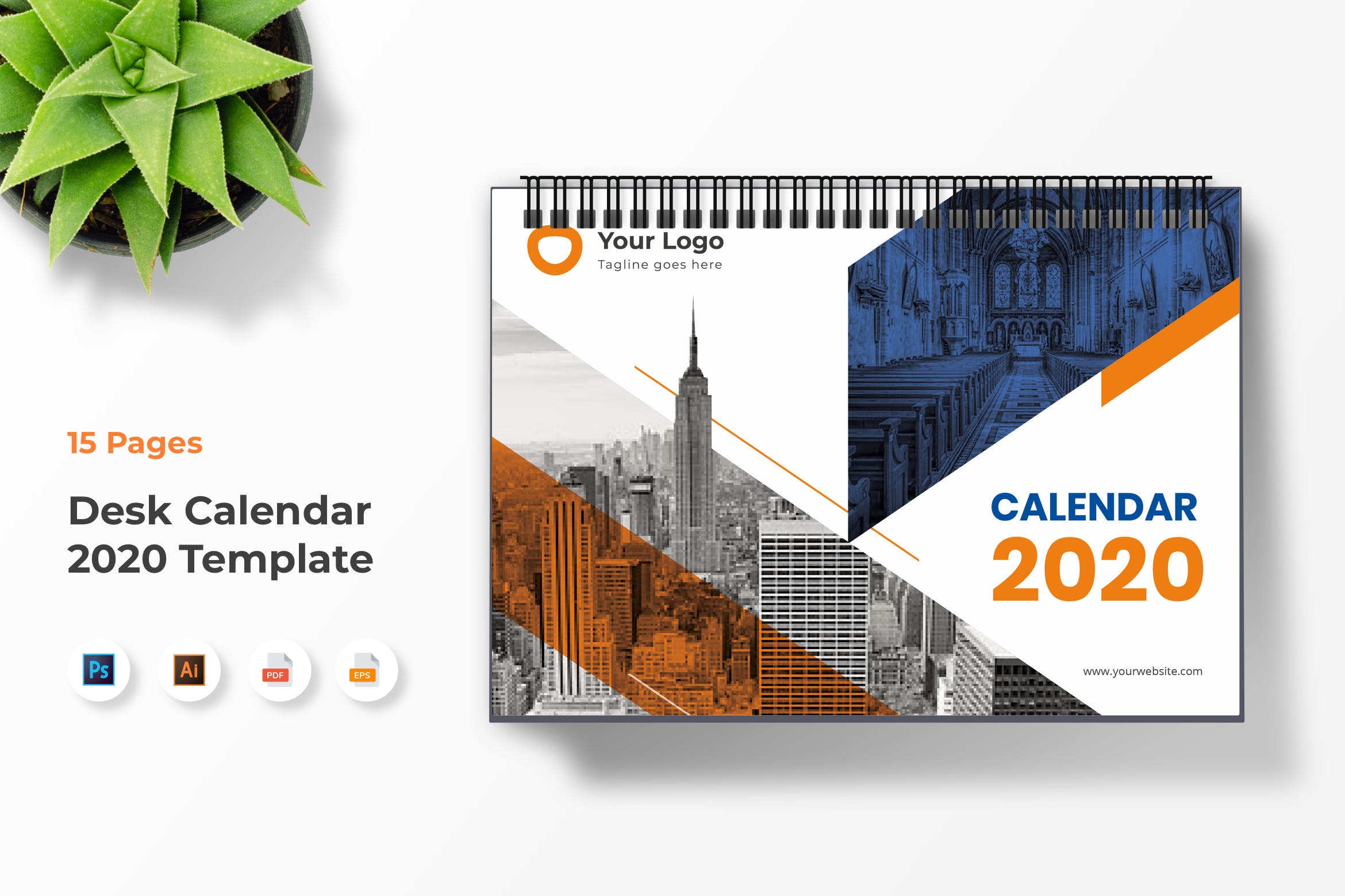 2020年企业定制设计活页年历日历设计模板 Business Calendar 2020