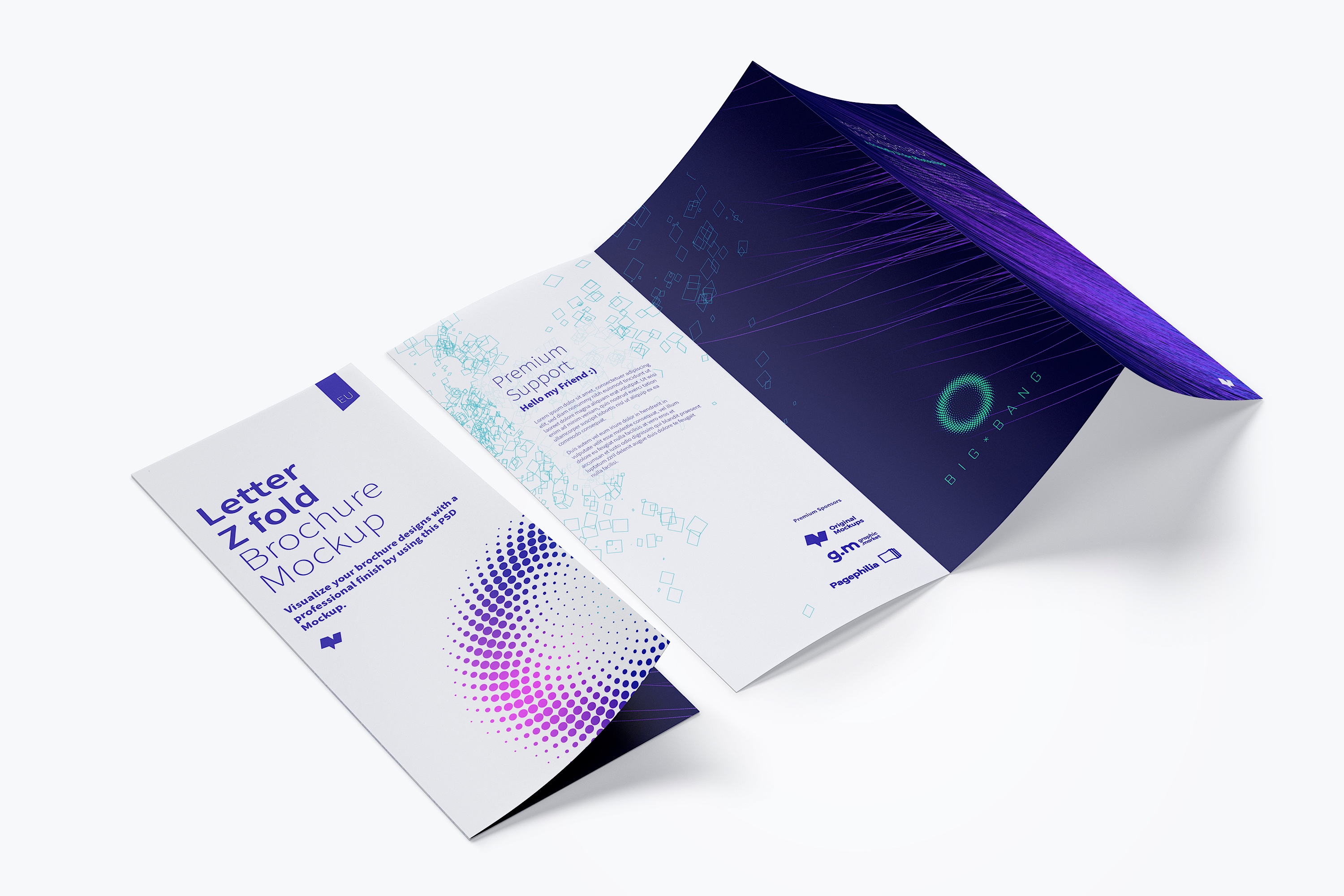 信纸尺寸三折页传单小册子设计样机06 Letter Z Fold Brochure Mockup 06