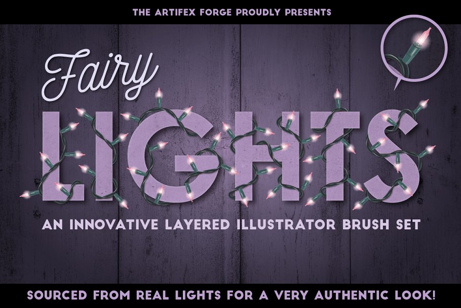 彩色小灯彩灯图案AI笔刷 Fairy Light Brushes