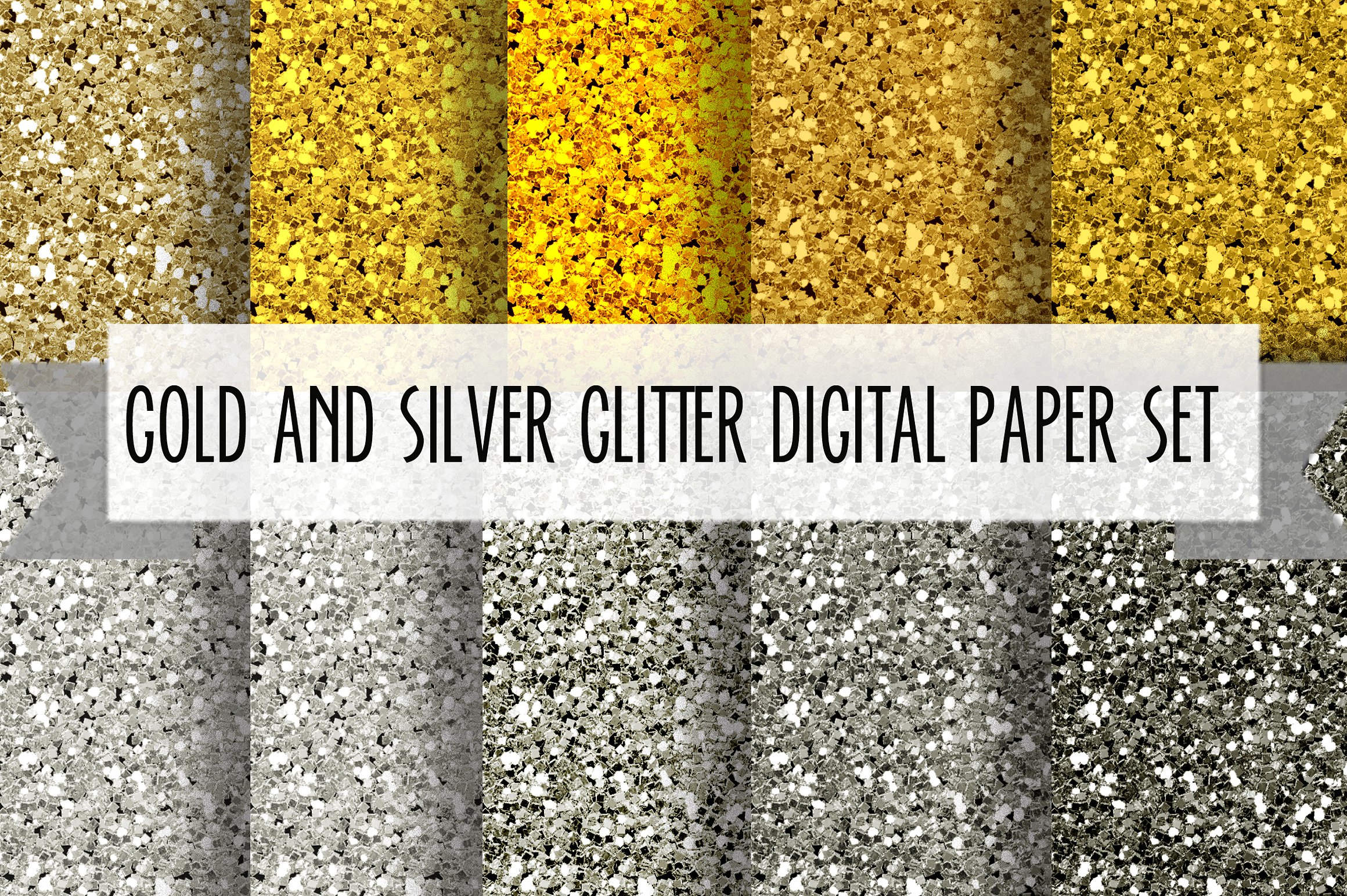 10款金银色调闪光纹理 10 gold and silver glitter textures