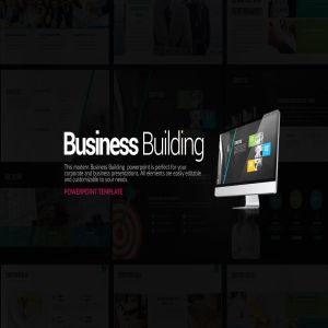 酷黑背景企业计划/提案PPT演示模板 Business Building Powerpoint Presentation